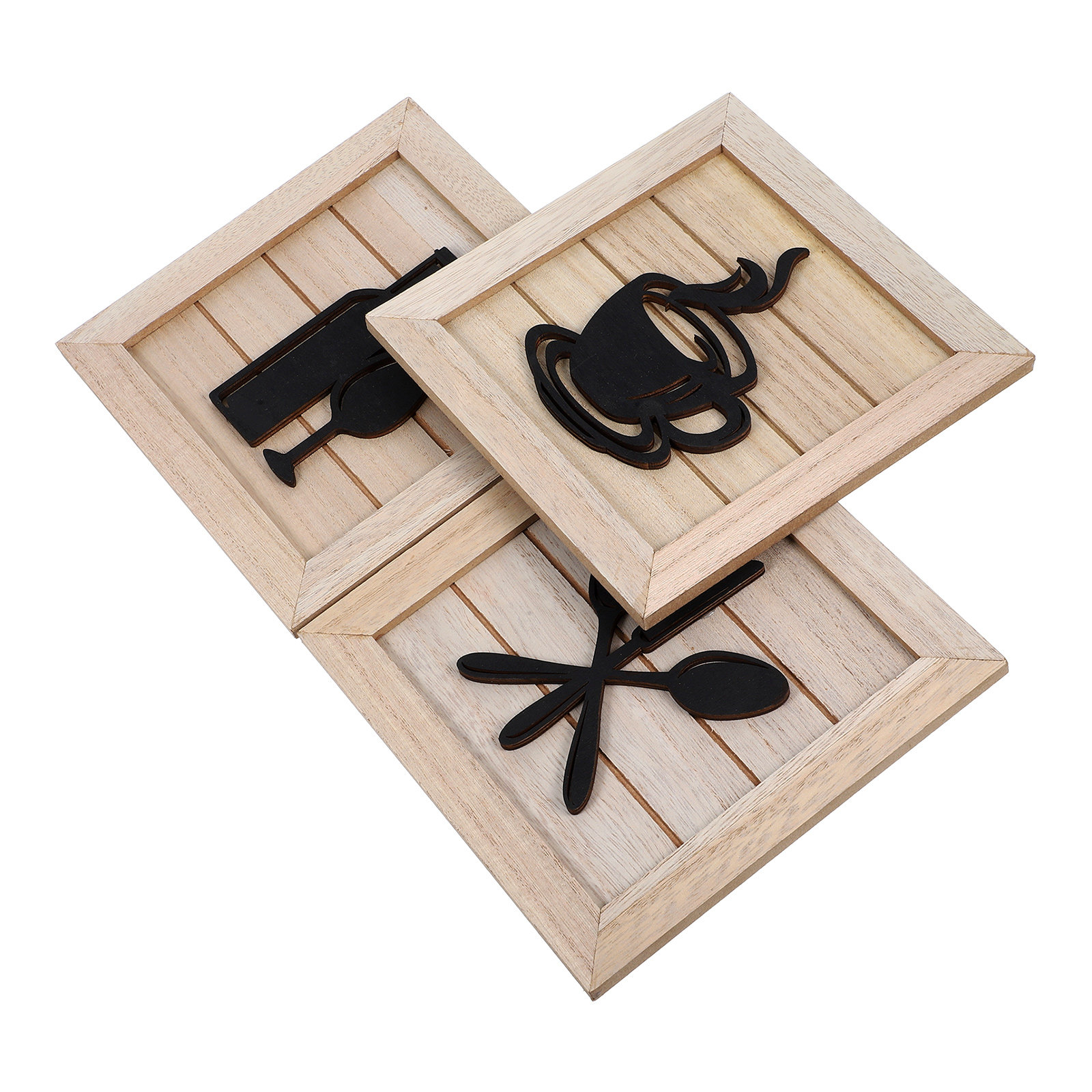 Art Craft Restaurant - Conjunto de 3 Placas de Madeira