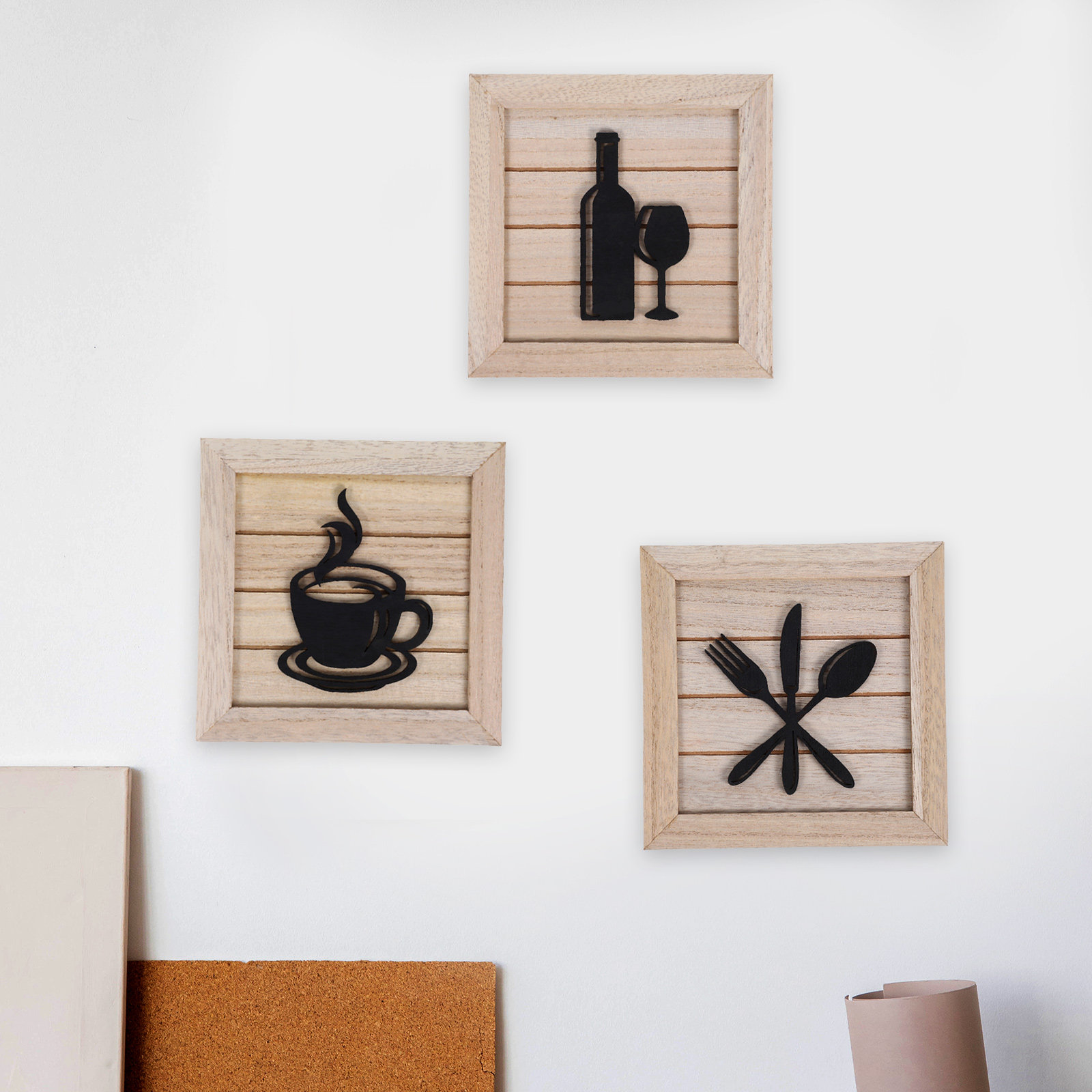Conjunto de 3 Placas de Madeir - Art Craft Restaurant avaliação e preço
