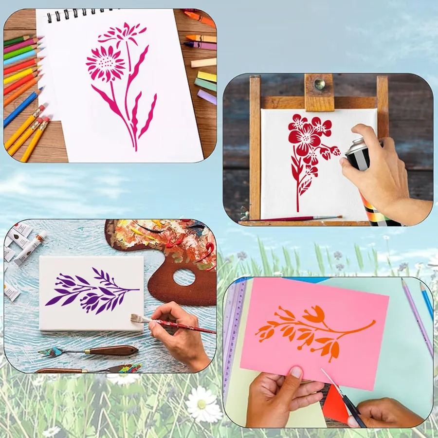 18 Peças de Estênceis de Flore - Art Craft With Leaves avaliação e preço